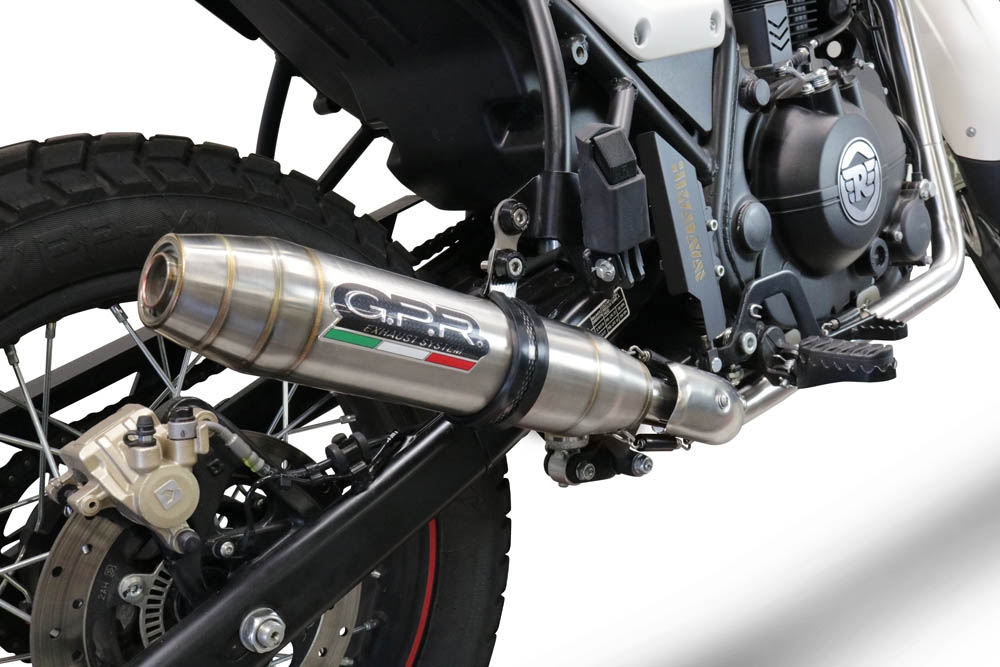 Exhaust compatible with Royal Enfield Scram 411 2022-2024, Deeptone Inox, Slip-on exhaust including link pipe and removable db killer 