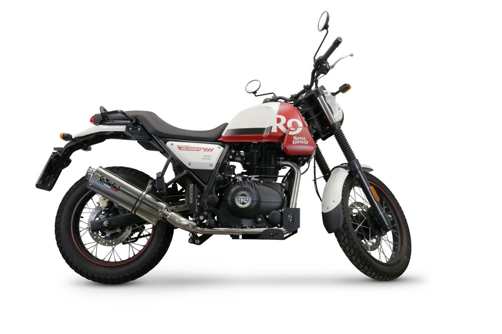 Exhaust compatible with Royal Enfield Scram 411 2022-2024, Trioval, Slip-on exhaust including link pipe and removable db killer 