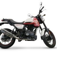 Exhaust compatible with Royal Enfield Scram 411 2022-2024, Trioval, Slip-on exhaust including link pipe and removable db killer 
