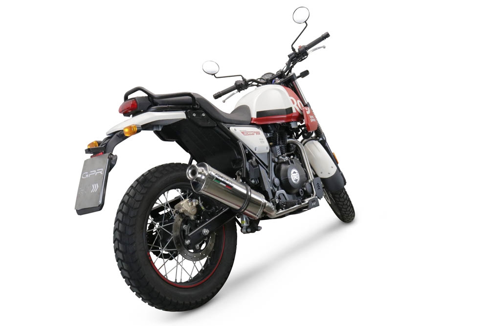 Exhaust compatible with Royal Enfield Scram 411 2022-2024, Trioval, Slip-on exhaust including link pipe and removable db killer 