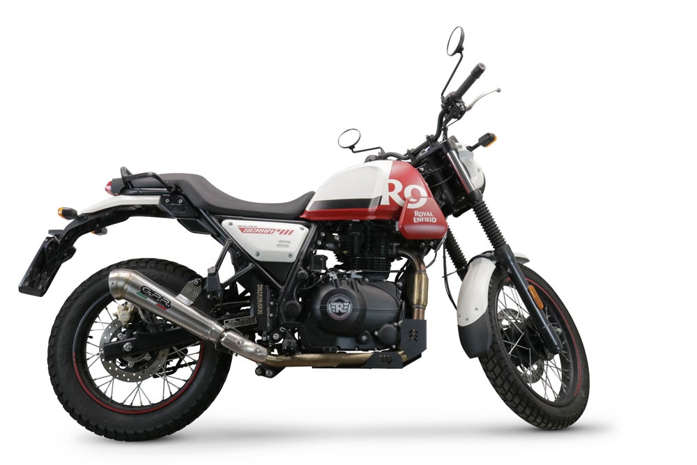 Exhaust compatible with Royal Enfield Scram 411 2022-2024, Powercone Evo, Slip-on exhaust including link pipe and removable db killer 