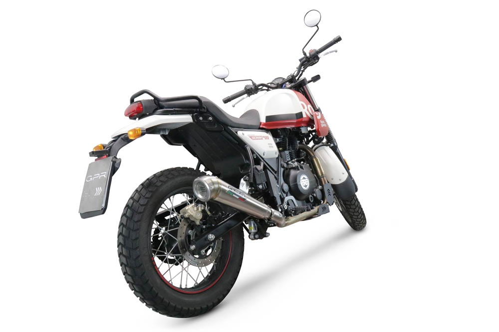 Exhaust compatible with Royal Enfield Scram 411 2022-2024, Powercone Evo, Slip-on exhaust including link pipe and removable db killer 