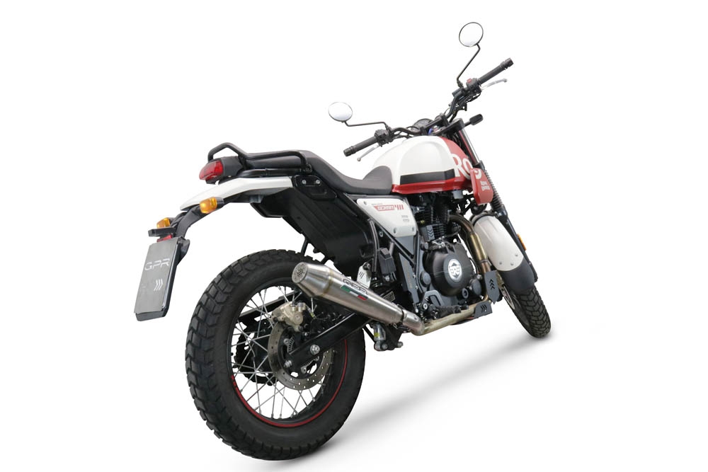 Exhaust compatible with Royal Enfield Scram 411 2022-2024, Vintacone, Slip-on exhaust including link pipe and removable db killer 