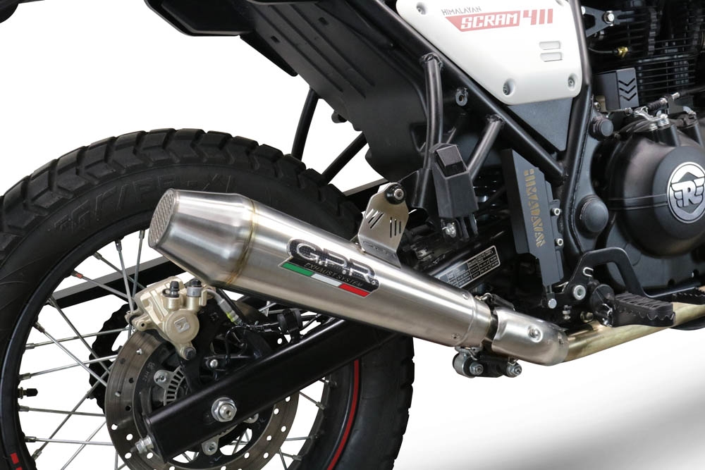 Exhaust compatible with Royal Enfield Scram 411 2022-2024, Vintacone, Slip-on exhaust including link pipe and removable db killer 