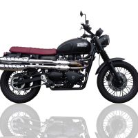 Exhaust compatible with Triumph Scrambler 900 2006-2014, Deeptone Inox, Dual slip-on including removable db killers and link pipes, EPA-compliant 