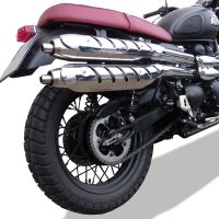 Exhaust compatible with Triumph Scrambler 900 2006-2014, Deeptone Inox, Dual slip-on including removable db killers and link pipes, EPA-compliant 