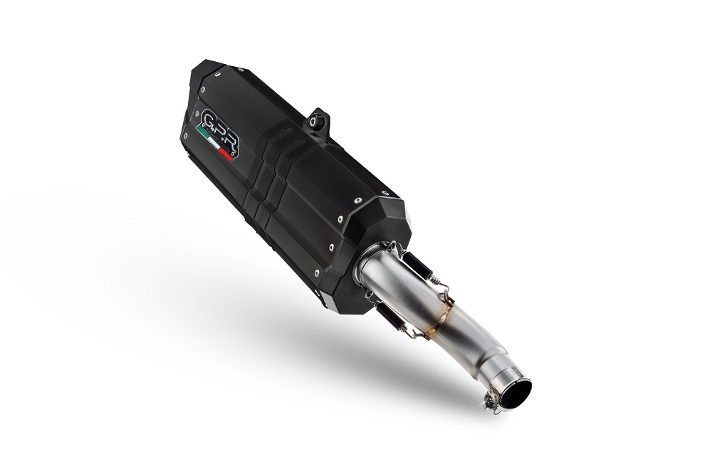 Exhaust compatible with Ktm 1190 Adventure 2013-2016, Hyper Sonic Black Titanium, Slip-on exhaust including removable db killer and link pipe, EPA-compliant 