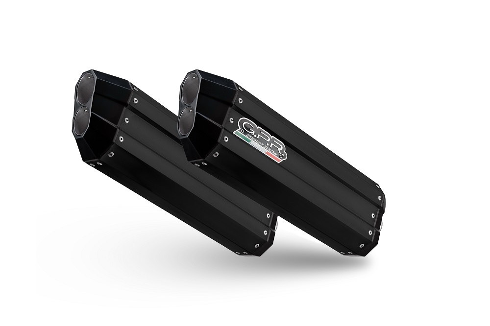 Exhaust compatible with Bmw K1600GTL 2017-2021, Hyper Sonic Black Titanium, Dual slip-on including removable db killers and link pipes, not EPA-compliant 