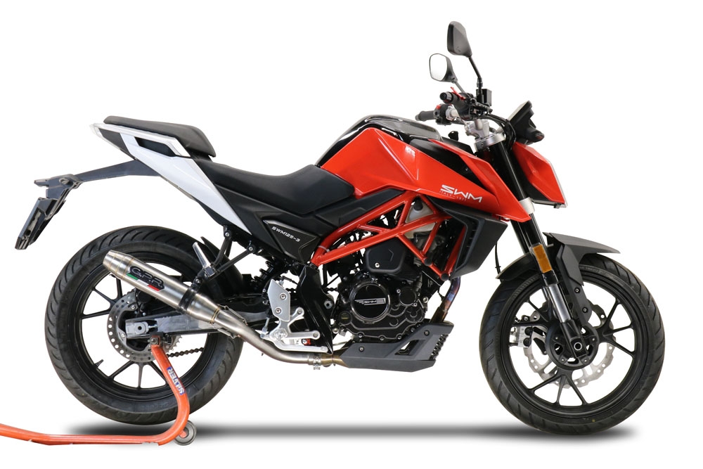 GPR exhaust compatible with Swm Motorcycles Hoku 125 2022-2024, Deeptone Inox, Slip-on exhaust including removable db killer and link pipe, EPA-compliant 
