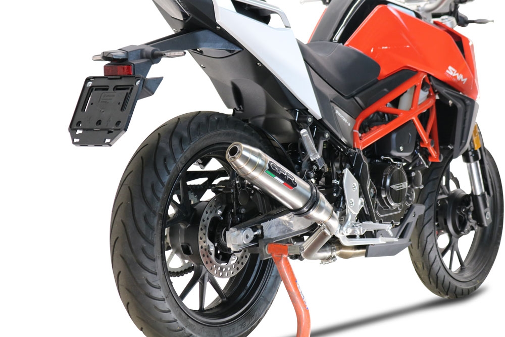 GPR exhaust compatible with Swm Motorcycles Hoku 125 2022-2024, Deeptone Inox, Slip-on exhaust including removable db killer and link pipe, EPA-compliant 