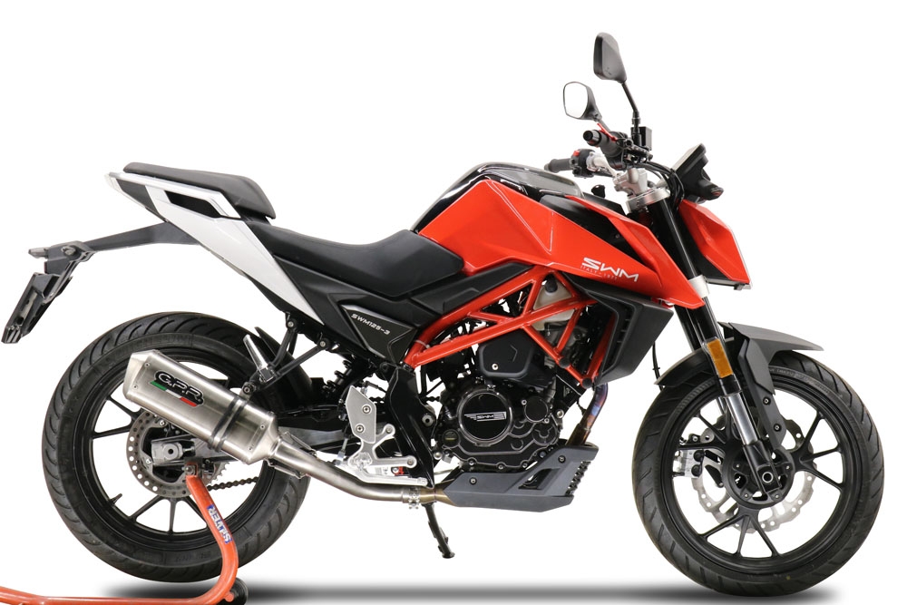 GPR exhaust compatible with Swm Motorcycles Hoku 125 2022-2024, Satinox , Slip-on exhaust including removable db killer and link pipe, EPA-compliant 