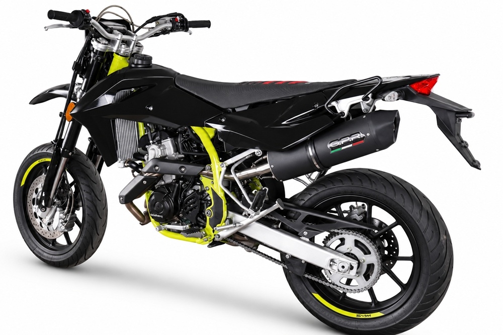 GPR exhaust compatible with Swm Motorcycles SM 125 R 2021-2024, Furore Nero, Slip-on exhaust including removable db killer and link pipe, EPA-compliant 