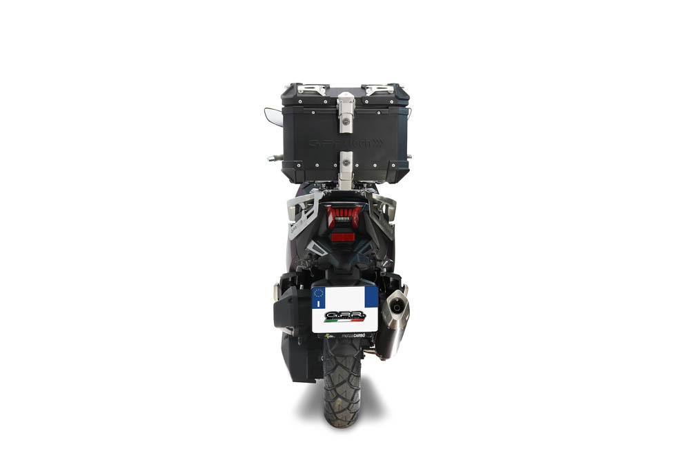 Top case GPR TECH compatible with  Sym ADX 125 2024/2026 e5 Plus GPR TECH Top case in aluminum, black color with specific plate included Capacity 35 LT.