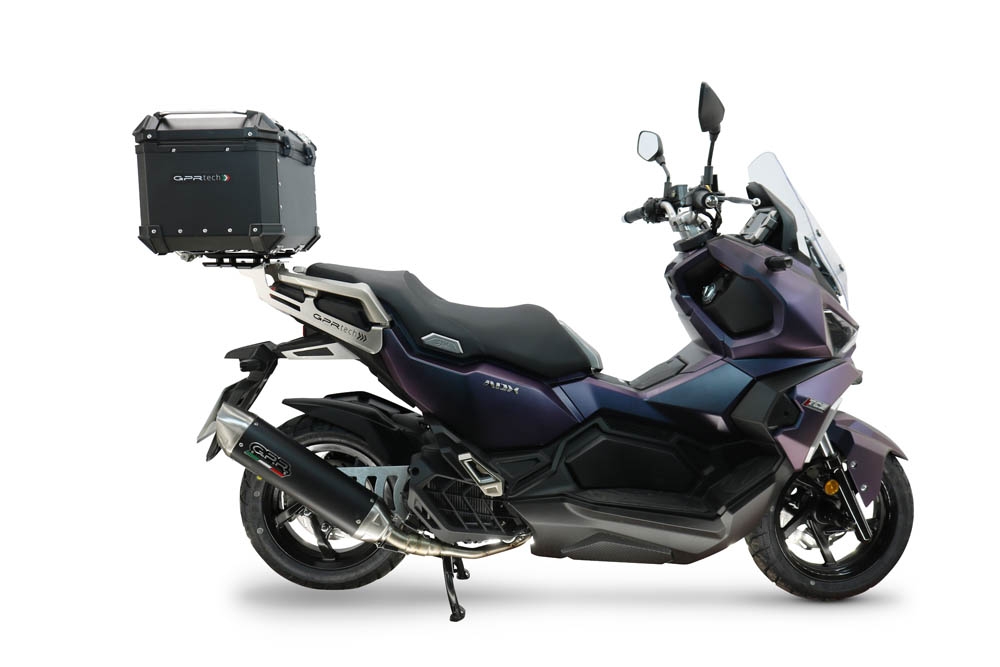Top case GPR TECH compatible with  Sym ADX 125 2024/2026 e5 Plus GPR TECH Top case in aluminum, black color with specific plate included Capacity 45 LT.