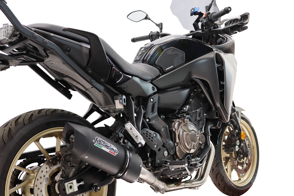GPR exhaust compatible with Yamaha Tracer 7 2021-2024, Furore Nero, Full system exhaust, including removable db killer 