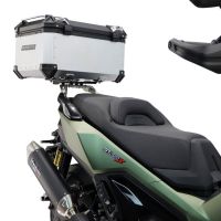 Top case GPR TECH compatible with  Voge SR 450 X 2026/2027 e5 plus GPR TECH Top case in aluminum, silver color, including roof rack and specific plate Capacity 45 LT.