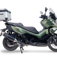 Top case GPR TECH compatible with  Voge SR 450 X 2026/2027 e5 plus GPR TECH Top case in aluminum, silver color, including roof rack and specific plate Capacity 35 LT.