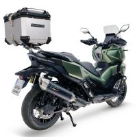 Top case GPR TECH compatible with  Voge SR 450 X 2026/2027 e5 plus GPR TECH Top case in aluminum, silver color, including roof rack and specific plate Capacity 35 LT.