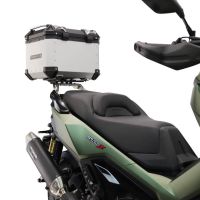 Top case GPR TECH compatible with  Voge SR 450 X 2026/2027 e5 plus GPR TECH Top case in aluminum, silver color, including roof rack and specific plate Capacity 26 LT.