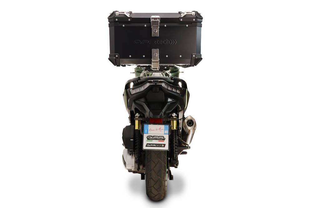 Top case GPR TECH compatible with  Voge SR 450 X 2026/2027 e5 plus GPR TECH Top case in aluminum, black color including, roof rack and specific plate Capacity 45 LT.