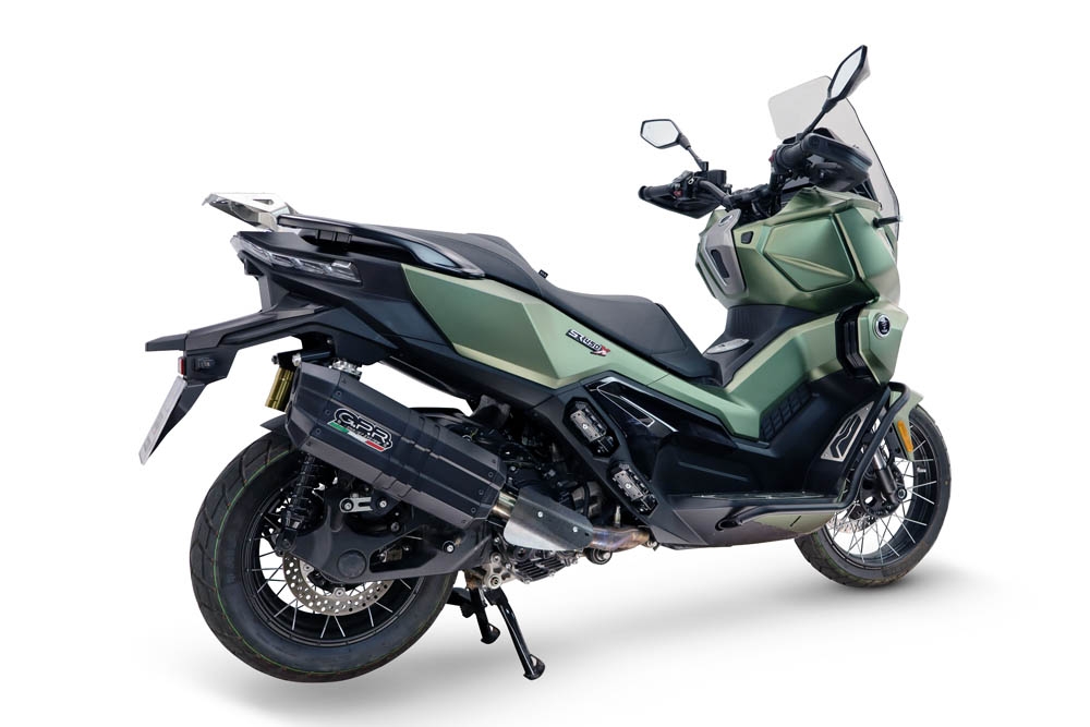GPR exhaust compatible with Voge SR 450 X 2026-2027, Hyper Sonic Black Titanium, Full system exhaust, including removable db killer/spark arrestor 
