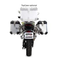 GPR TECH compatible with  Voge 900DSX 2024/2025 e5 GPR TECH Pair of side cases aluminum made with contoured right side, black color with specific pannier silver holder Capacity 38 LT. + 32 LT.