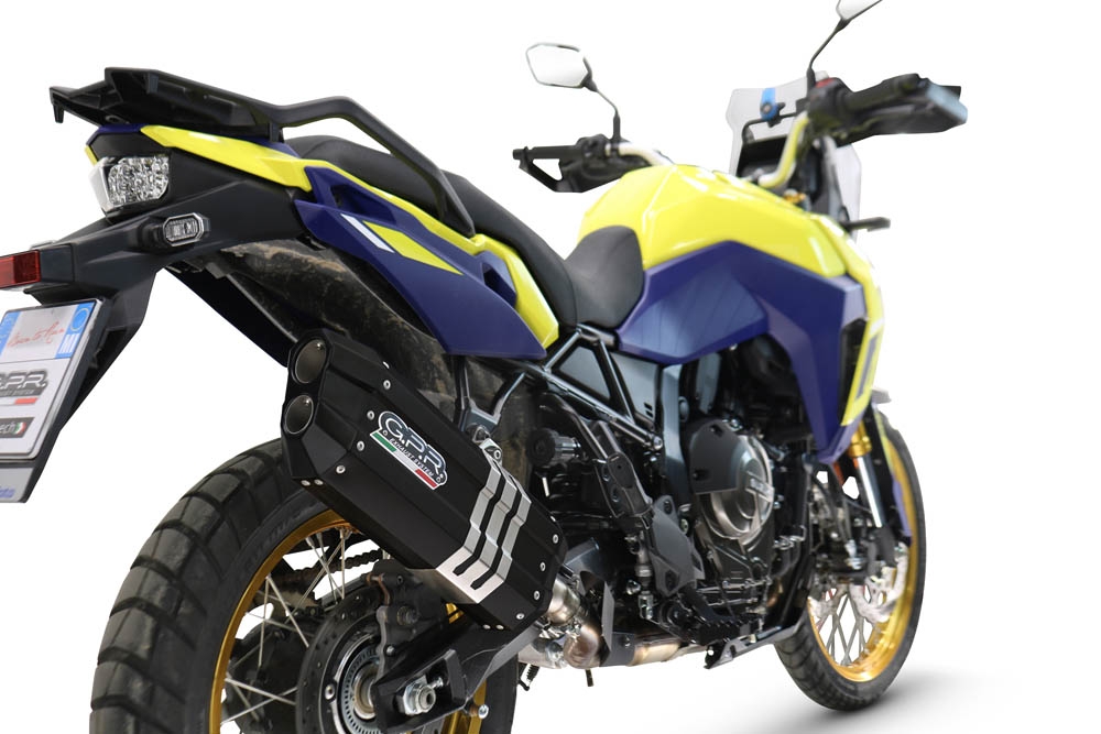 Exhaust compatible with Suzuki V-STROM 800DE - 800SE 2023-2025, Hyper Sonic Black Titanium, Slip-on exhaust including removable db killer and link pipe, EPA-compliant 