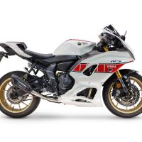 GPR exhaust compatible with Yamaha YZF R7 2021-2024, GP-Revo Black Titanium, Slip-on exhaust including link pipe and removable db killer 