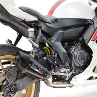 GPR exhaust compatible with Yamaha YZF R7 2021-2024, GP-Revo Black Titanium, Slip-on exhaust including link pipe and removable db killer 