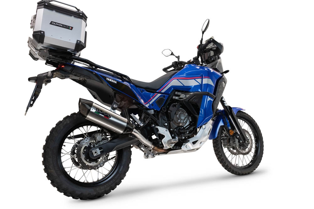 Exhaust compatible with Yamaha Tenere 700 2021-2024, Furore-X Titanio, Slip-on exhaust including removable db killer and link pipe, EPA-compliant 