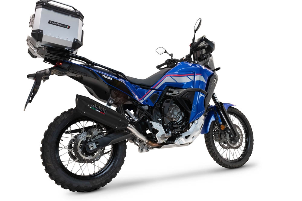 Exhaust compatible with Yamaha Tenere 700 2021-2024, Furore-X Titanio Nero, Slip-on exhaust including removable db killer and link pipe, EPA-compliant 