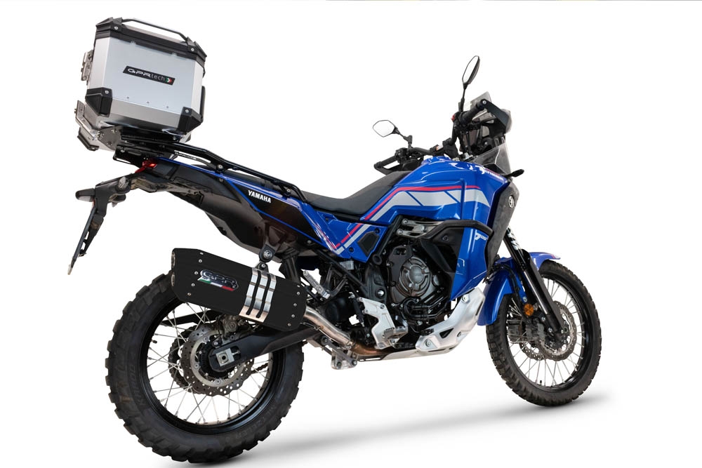 Exhaust compatible with Yamaha Tenere 700 2021-2024, Hyper Sonic Black Titanium, Slip-on exhaust including removable db killer and link pipe, EPA-compliant 