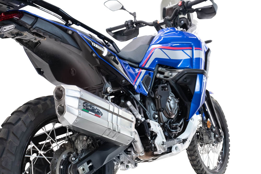 Exhaust compatible with Yamaha Tenere 700 2021-2024, Hyper Sonic Inox, Slip-on exhaust including removable db killer and link pipe, EPA-compliant 