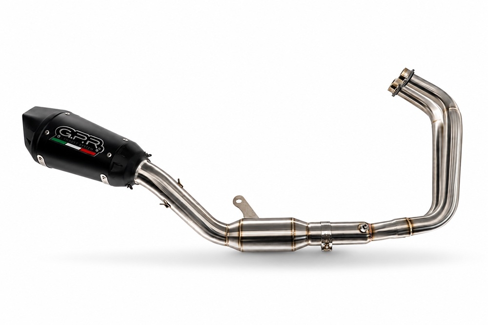 GPR exhaust compatible with Yamaha YZF R7 2021-2024, GP-Revo Black Titanium, Slip-on exhaust including link pipe and removable db killer 