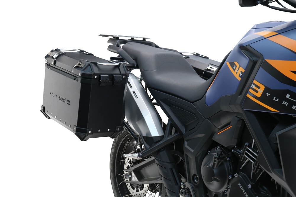 GPR TECH compatible with  Zontes 703 F 2025/2026 GPR TECH Pair of side cases aluminum made, black color with specific pannier holder Capacity 38 LT. + 38 LT.