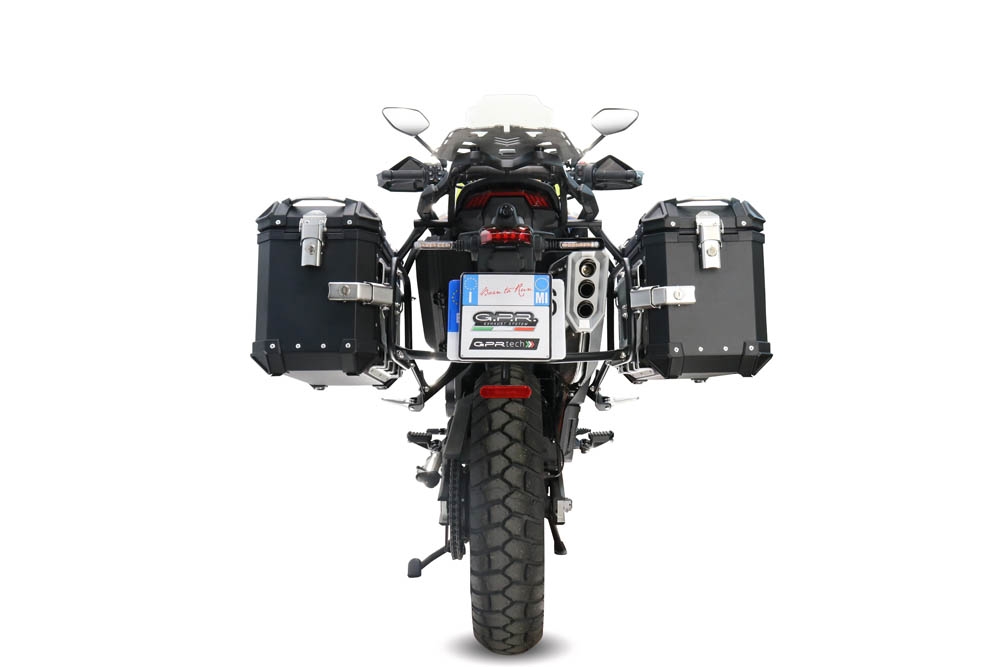 GPR TECH compatible with  Zontes 703 F 2025/2026 GPR TECH Pair of side cases aluminum made, black color with specific pannier holder Capacity 38 LT. + 38 LT.